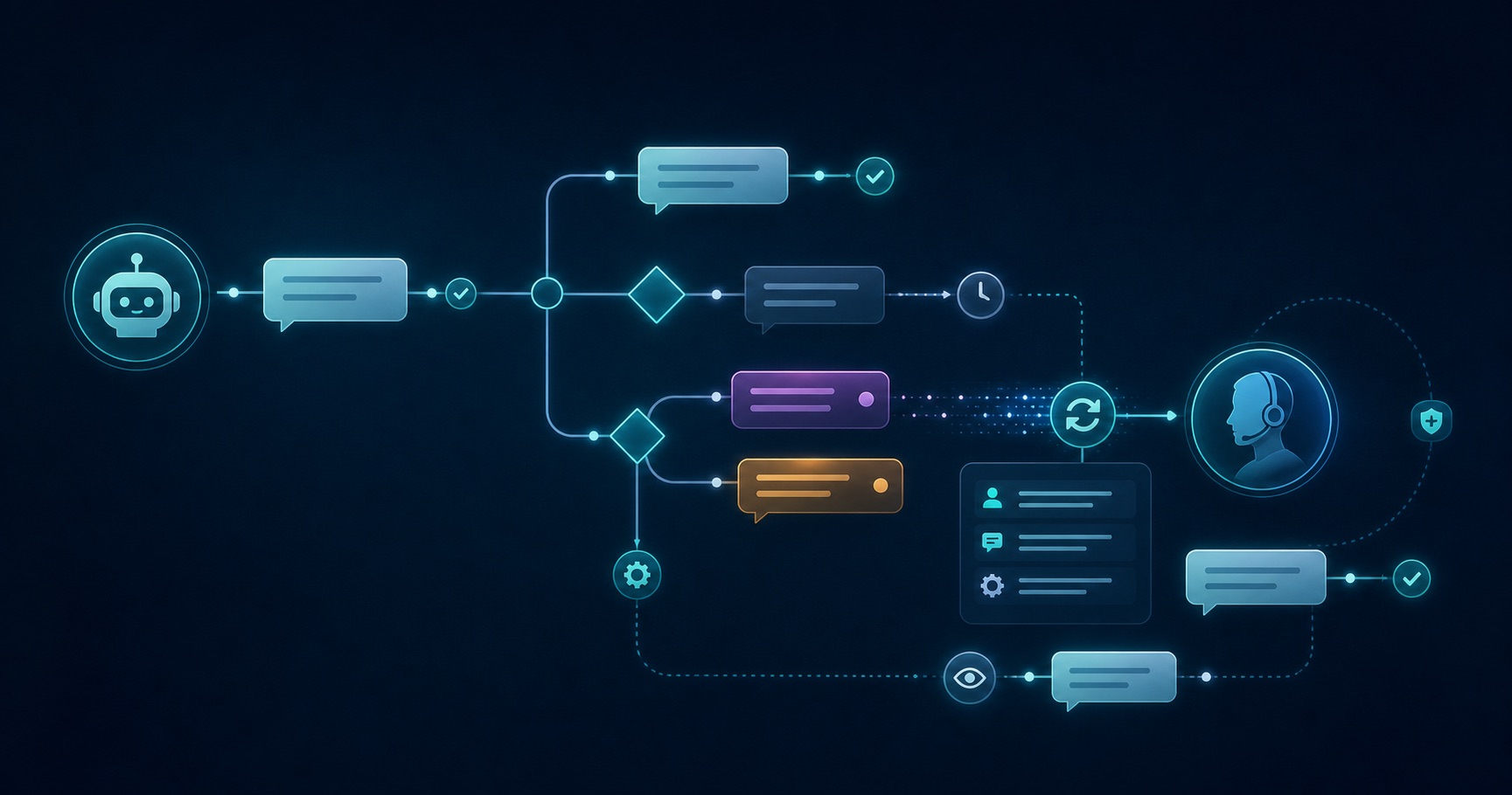 Designing the customer support conversation flow between AI and human support